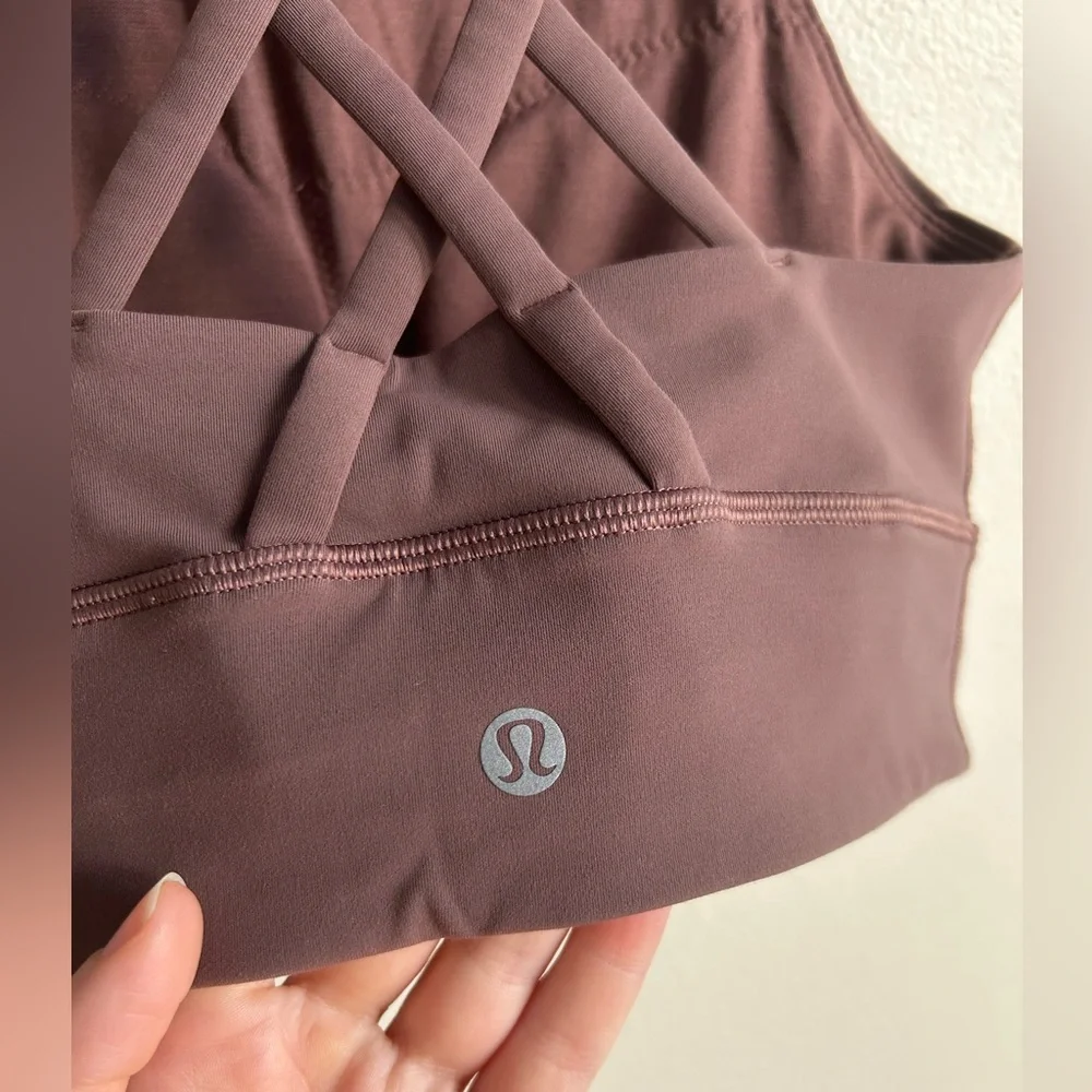 LULULEMON Energy Bra High Neck Longline Tough Dark Oxide Sports Bra Size 4